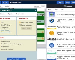 Starting team matches Starting team matches on BBO, with substitutions and cancellation
